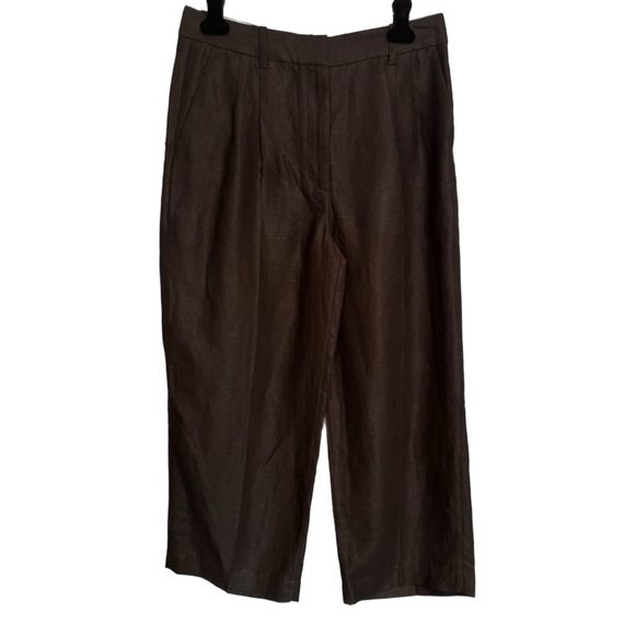 Aritzia Wilfred The Effortless Tencel Linen Wide Legs Trouser Pants Sz 10 Black - Picture 2 of 15